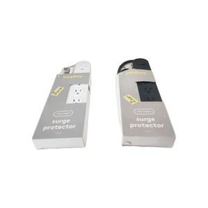 Surge Protector 6 Outlet 3 Ft Lot Of 2 White/Black By Heyday New